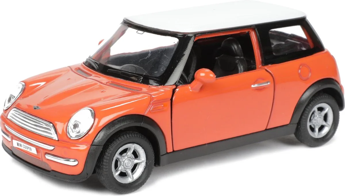 Speelgoed Mini Cooper auto - die-cast metaal - 11 cm - modelauto fra Welly i Orange – produktbillede