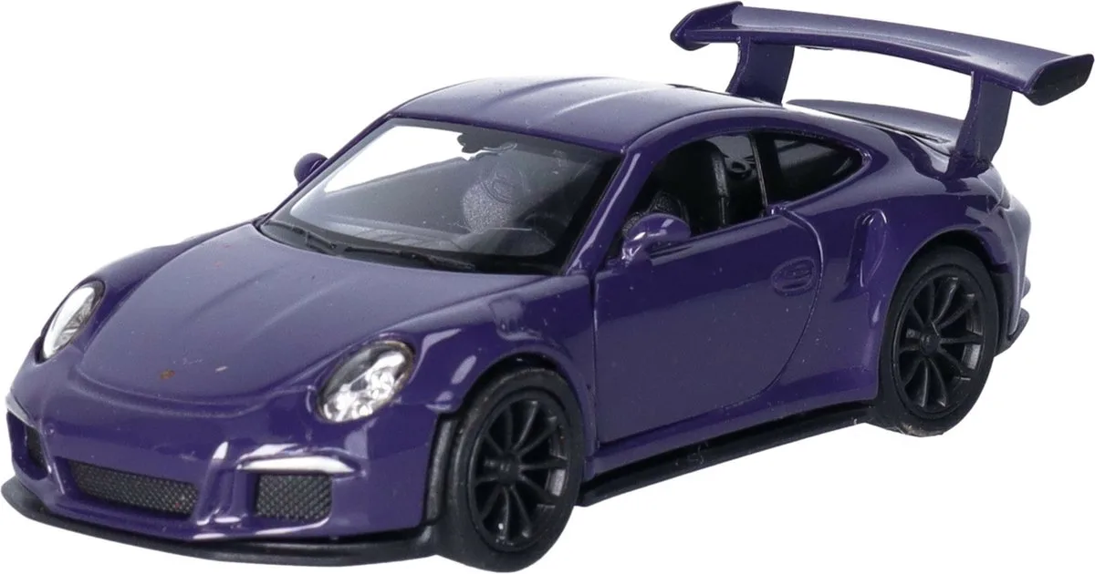 Speelgoed Porsche auto - die-cast metaal - 11 cm - Model 911 GT3 RS de Welly en Violet – photo du produit