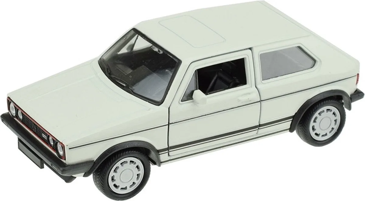 Speelgoed Volkswagen auto - die-cast metaal - 13 cm - Model Golf 1 GTI by Welly in White – product photo