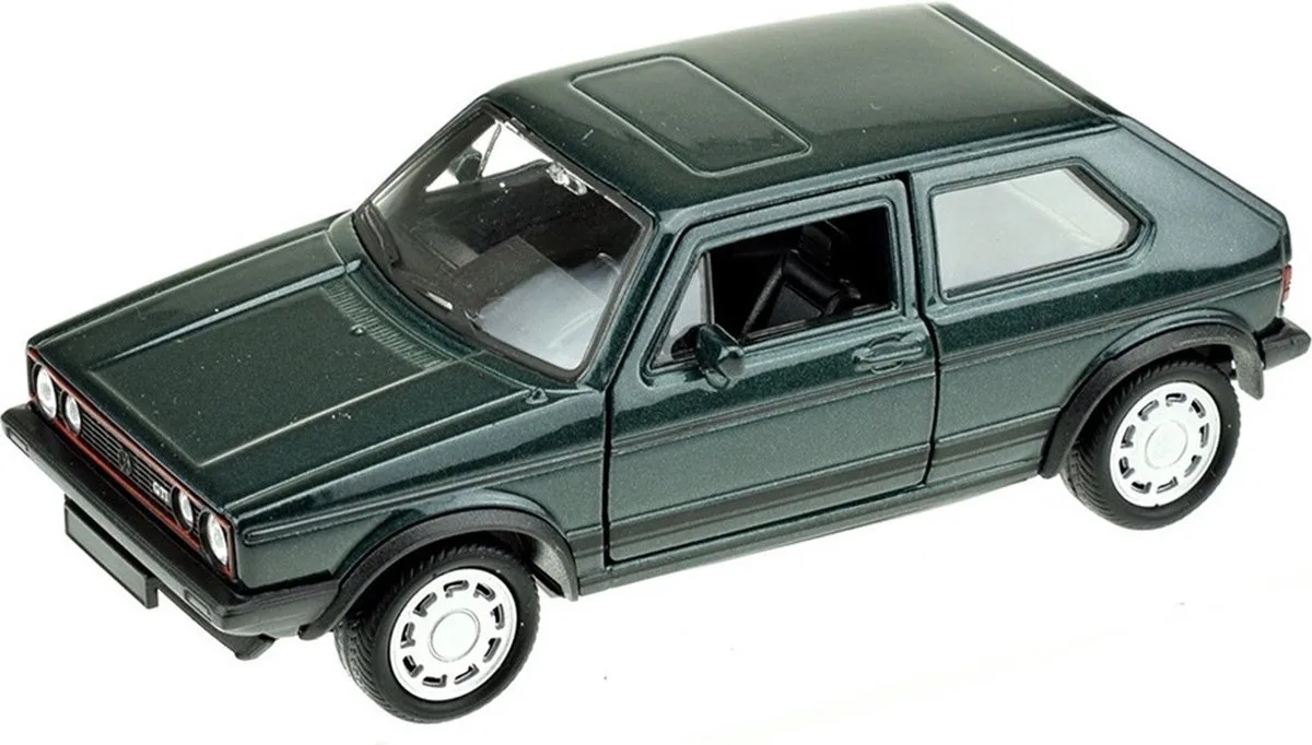 Speelgoed Volkswagen auto - die-cast metaal - 13 cm - Model Golf 1 GTI från Welly i Mörkgrön – produktbild