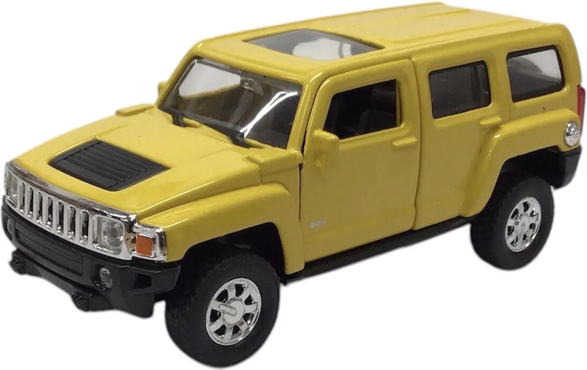 speelgoedauto Modelauto Hummer H2 SUV 12,5 cm - speelgoed auto schaalmodel pullback pull back från Welly i Gul – produktbild