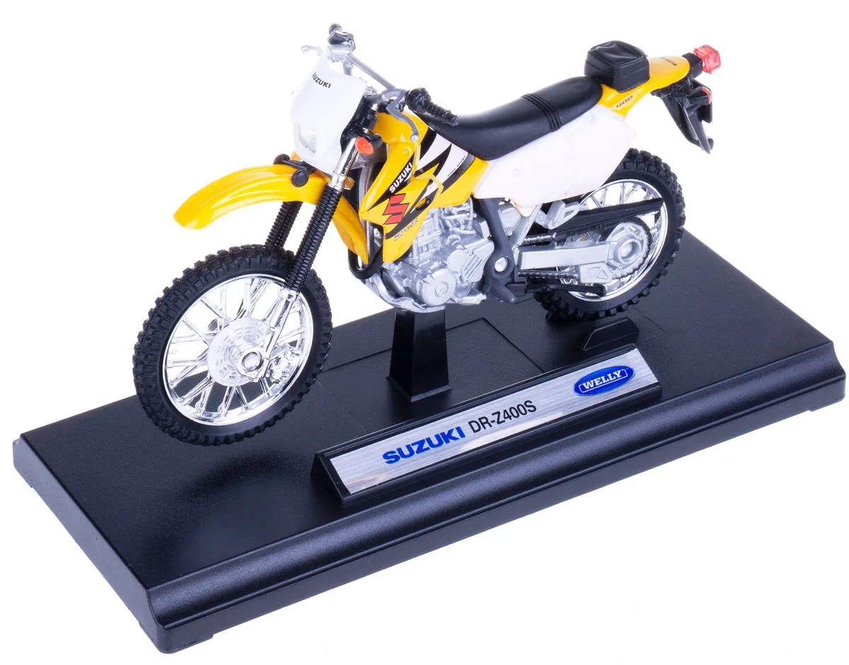 Suzuki DR-Z400S Modelmotor 1:18 fra Welly i Gul – produktbillede