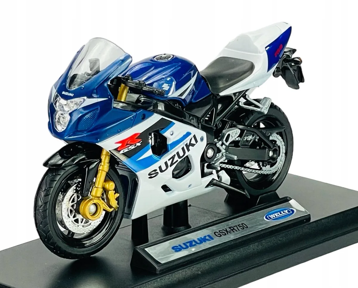Suzuki GSX-R750 1:18 Motorfiets Model met Standaard fra Welly – produktbillede