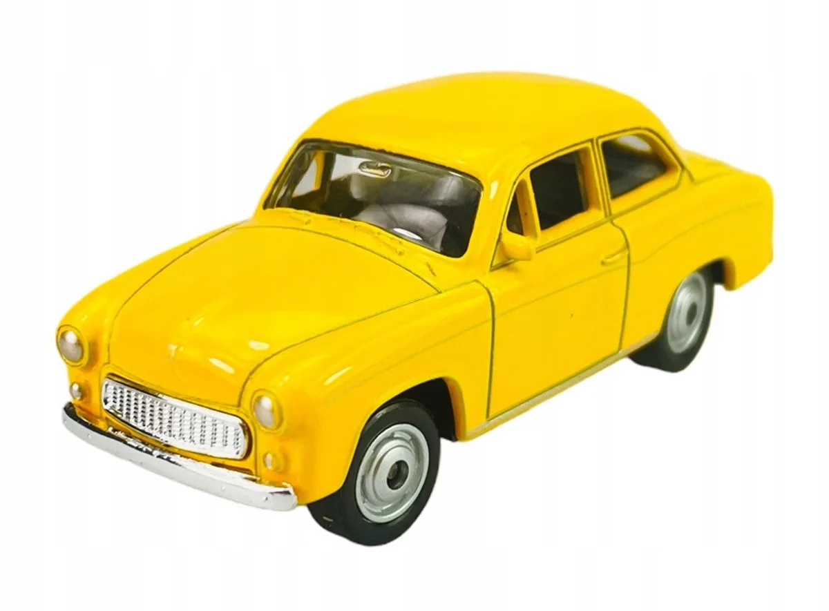 Syrena 105 geel metaal 1:60 nieuw model speelgoedauto från Welly – produktbild