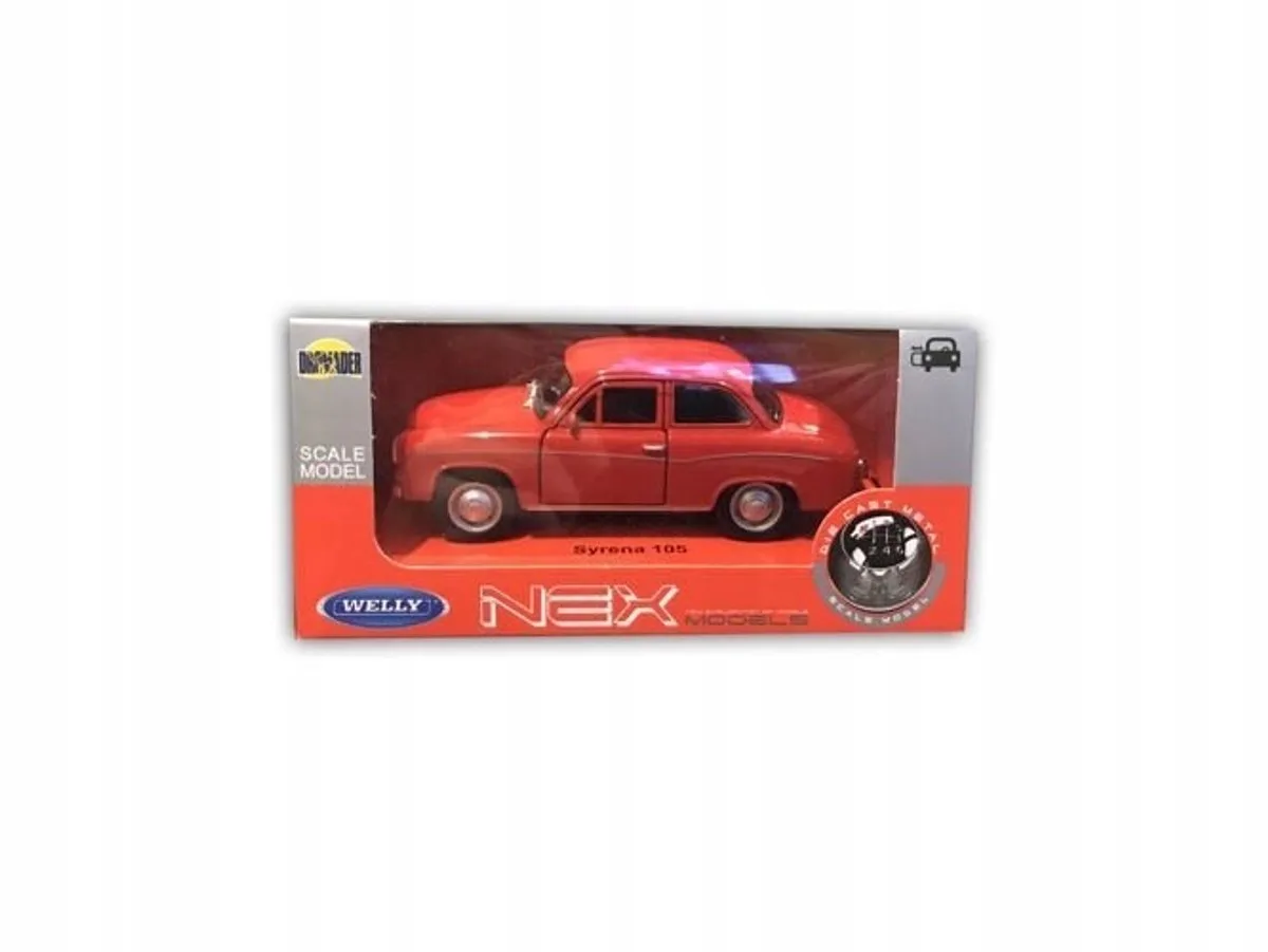 Syrena 105 Model Auto 1:34 Metaal fra Welly i Rød – produktbillede