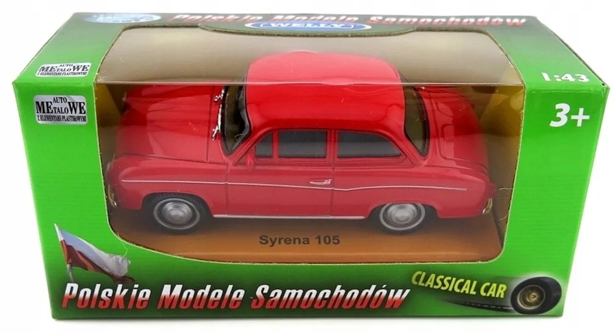 Syrena 105 Modelauto Schaal 1:43 von Welly in Rot – Produktfoto