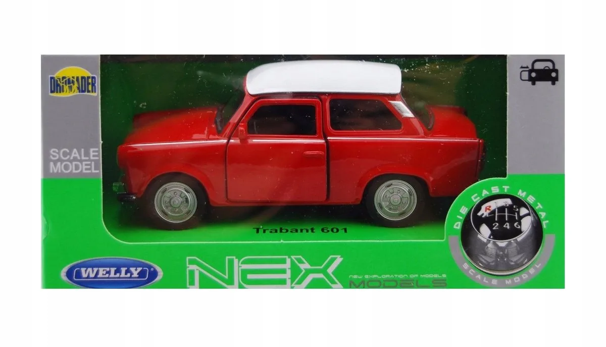 Trabant 601 Modelauto Schaal 1:34 Metaal Rood/Wit fra Welly i Hvid – produktbillede