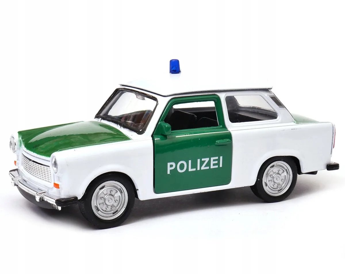 Trabant Politie Auto Model 1:34 - Gedetailleerd gegoten speelgoed fra Welly i Grøn – produktbillede