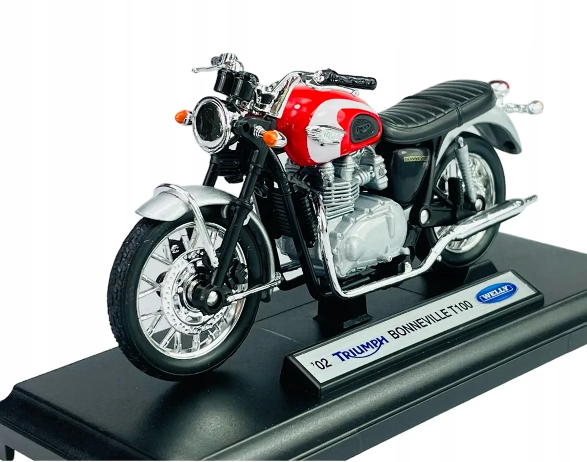 Triumph Bonneville T100 1:18 Schaalmodel Motorfiets Metaal fra Welly i Rød – produktbillede