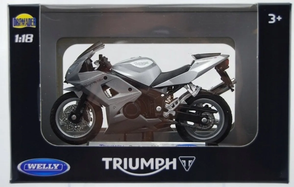 Triumph Daytona 600 motorfiets schaal 1:18 model fra Welly i Sølv – produktbillede