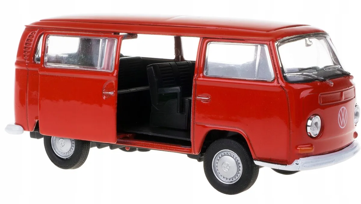 Volkswagen Bus T2 Modelauto 1:34/39 von Welly in Rot – Produktfoto