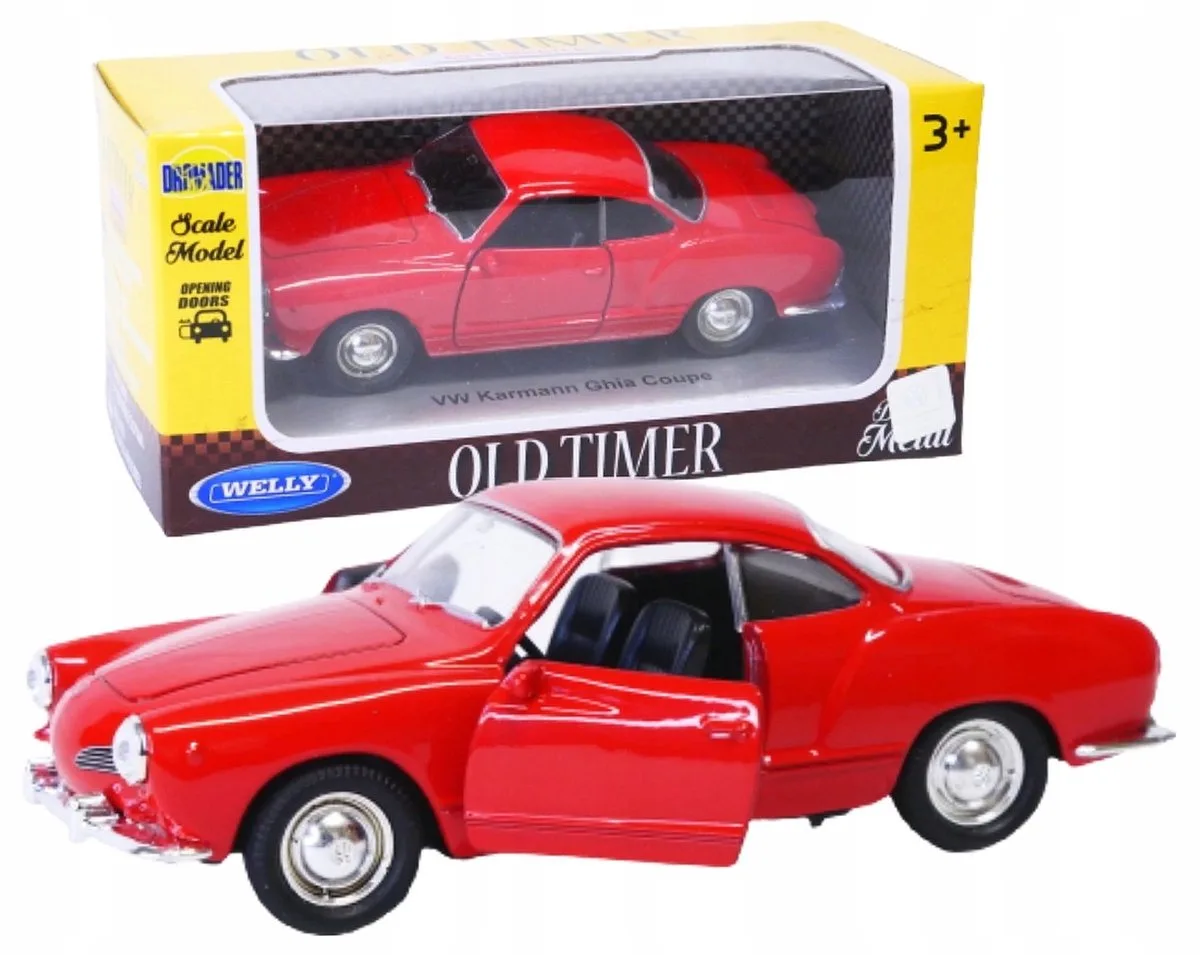 Volkswagen Karmann Ghia Coupe 1:34 Metaal Old Timer från Welly i Röd – produktbild