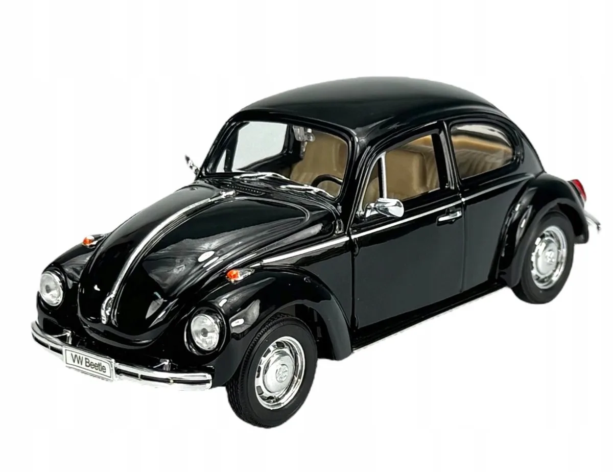 Volkswagen Kever Metalen Model Auto 1:24 - Nieuw fra Welly i Sort – produktbillede