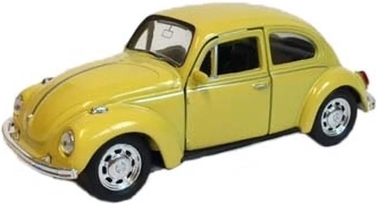 Volkswagen Kever speelgoedauto - metaal en plastic - modelauto de Welly en Jaune – photo du produit