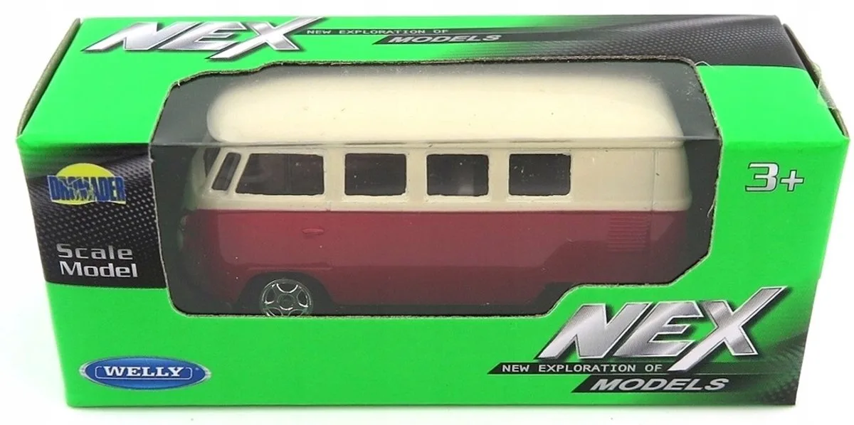 Volkswagen T1 Bus Modelauto Welly Schaal 1:60 fra Welly i Rød – produktbillede