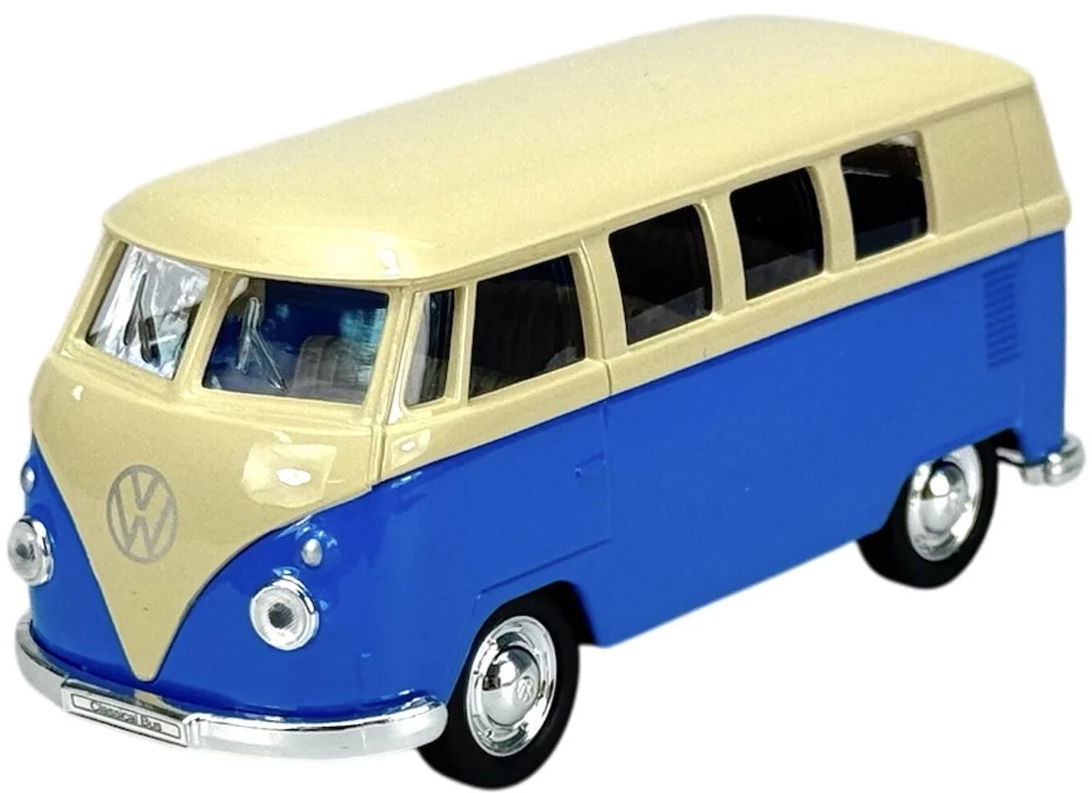 Volkswagen T1 Bus Old Timer 1963 Wit-Blauw 1:34 Model Auto von Welly in Weiß – Produktfoto