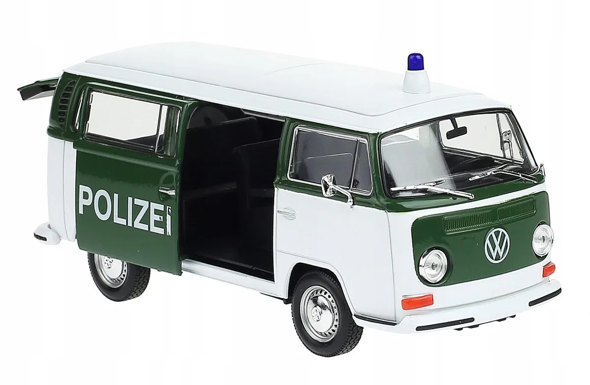 Volkswagen T2 Bus 1972 Politie Model 1:24 Welly Metaal fra Welly i Grøn – produktbillede