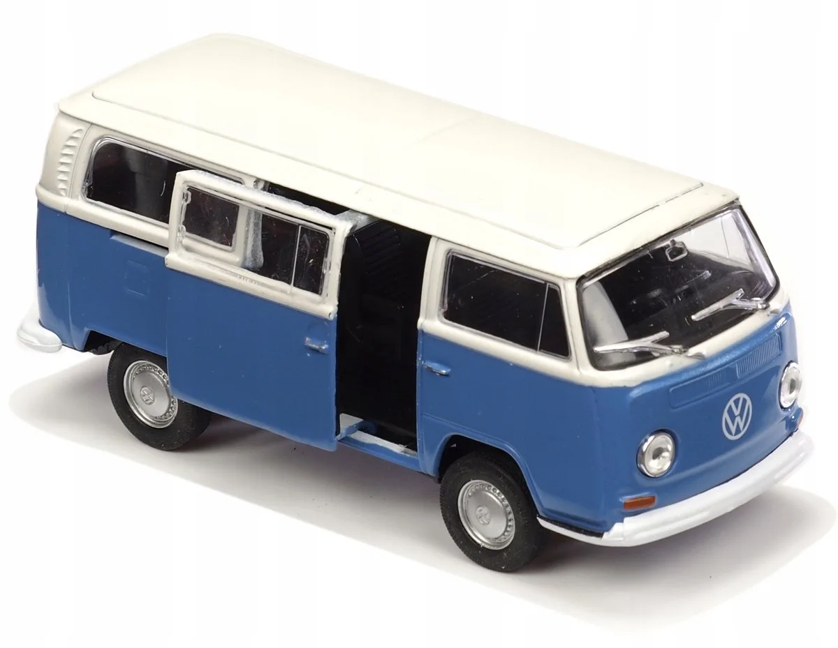 Volkswagen T2 Bus Van 1972 Metaal Model Auto 1:34-1:39 by Welly in Blue – product photo