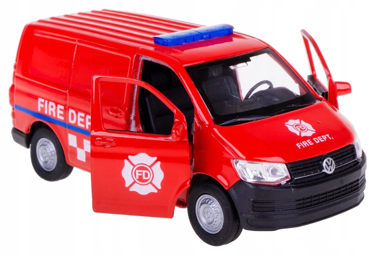 Volkswagen Transporter T6 Brandweer Modelauto Metaal 1:32 van Welly in Blauw – productfoto