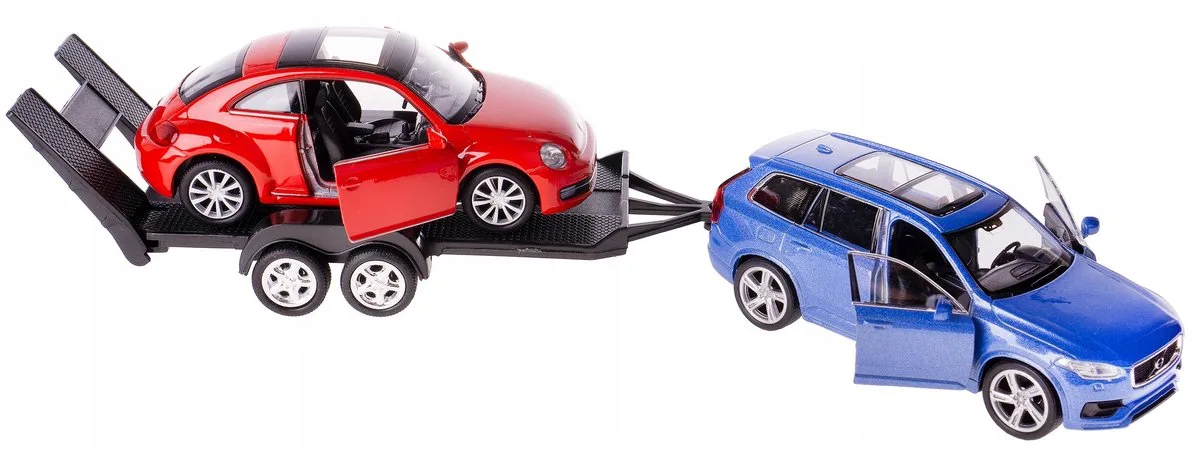 Volvo XC90 & VW Beetle Transportwagen Metaal 1:34-39 van Welly – productfoto