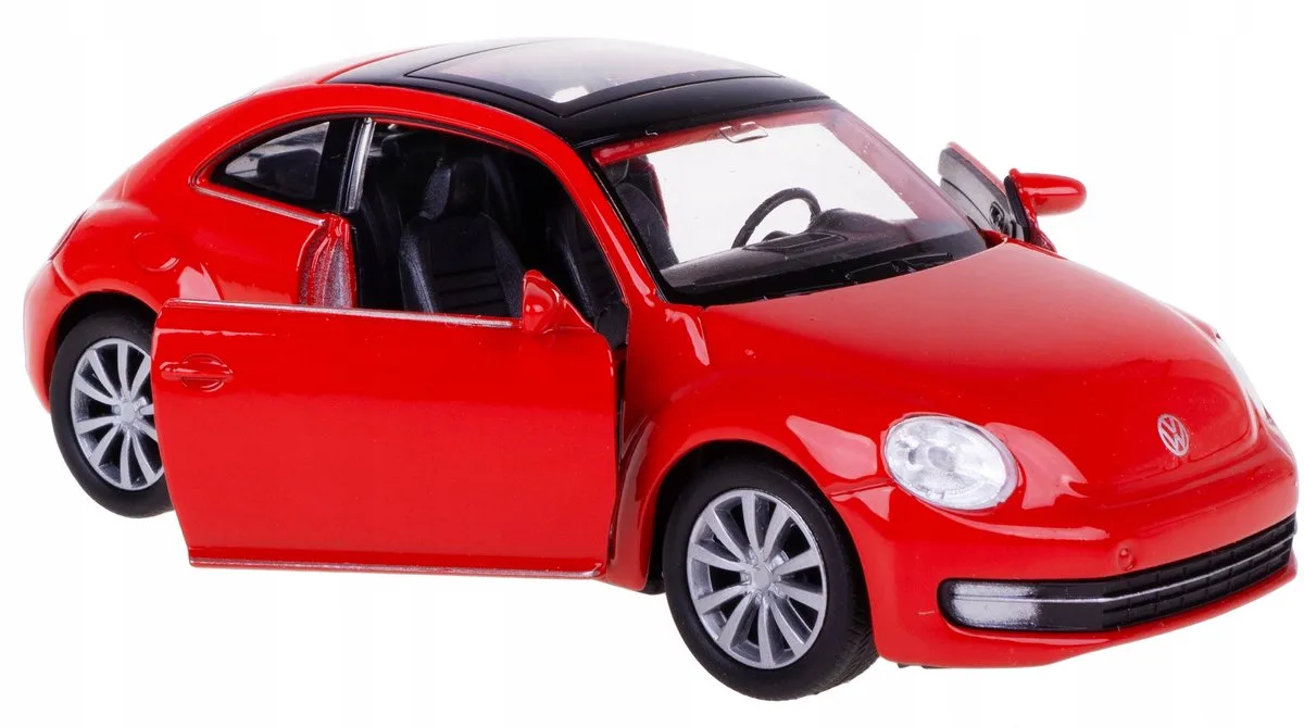 VW New Beetle Modelauto Metaal Schaal 1:34/39 van Welly in Rood – productfoto