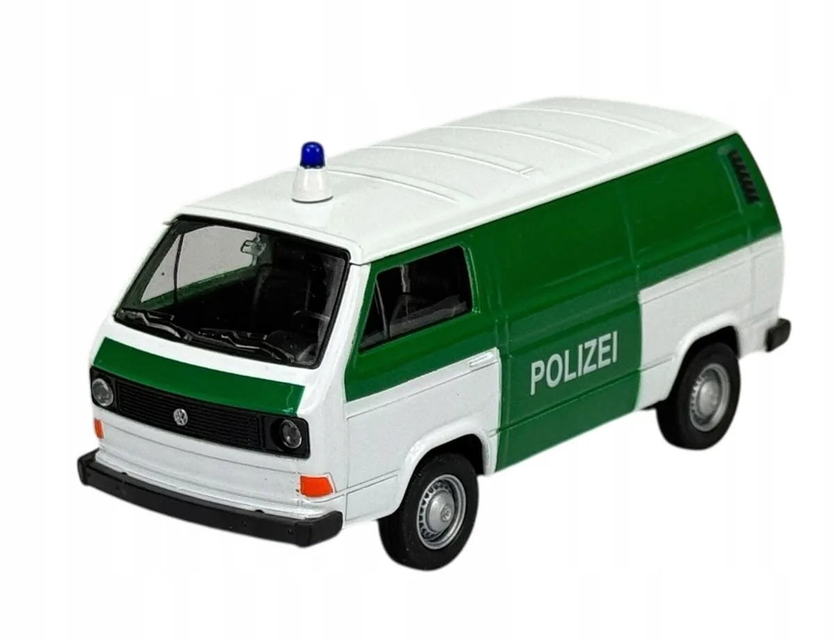 VW Transporter T3 Van Politie Metaal Model 1:34 - Nieuw von Welly in Grün – Produktfoto