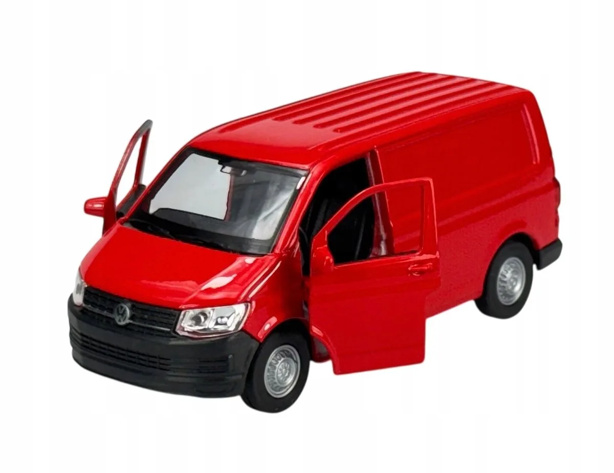 VW Transporter T6 Van metalen model 1:34 speelgoedauto by Welly in Red – product photo