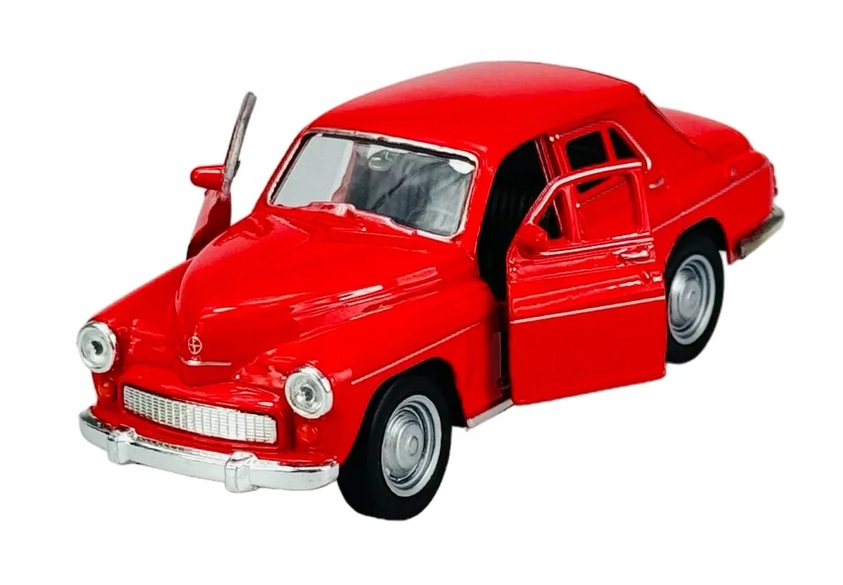 Warszawa 224 Metaalrood 1:34 - Speelgoedauto met deuren från Welly – produktbild