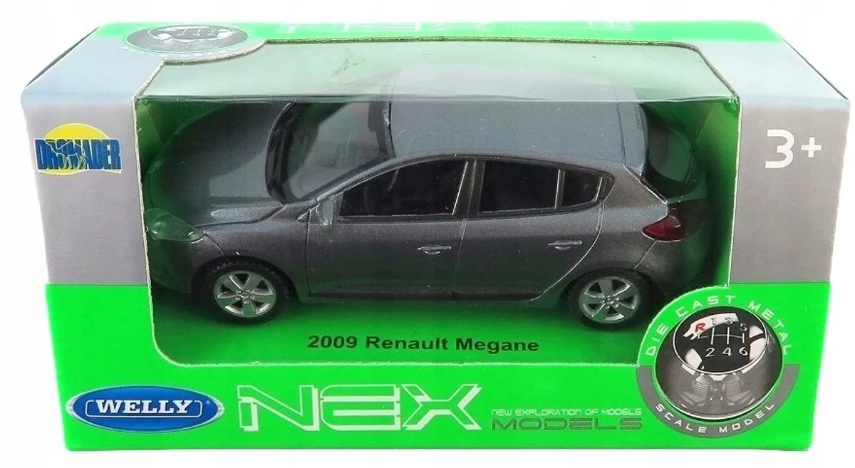 Welly 1:43 Modelauto Renault Megane 2009 - Grijs fra Welly – produktbillede