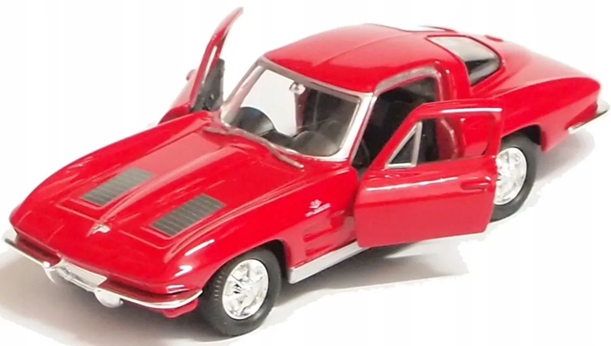 Welly 1963 Chevrolet Corvette C2 - metalen modelauto 1:34-1:39 fra Welly i Rød – produktbillede