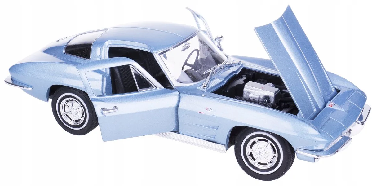 Welly 1963 Chevrolet Corvette Model Auto 1:24 fra Welly i Blå – produktbillede
