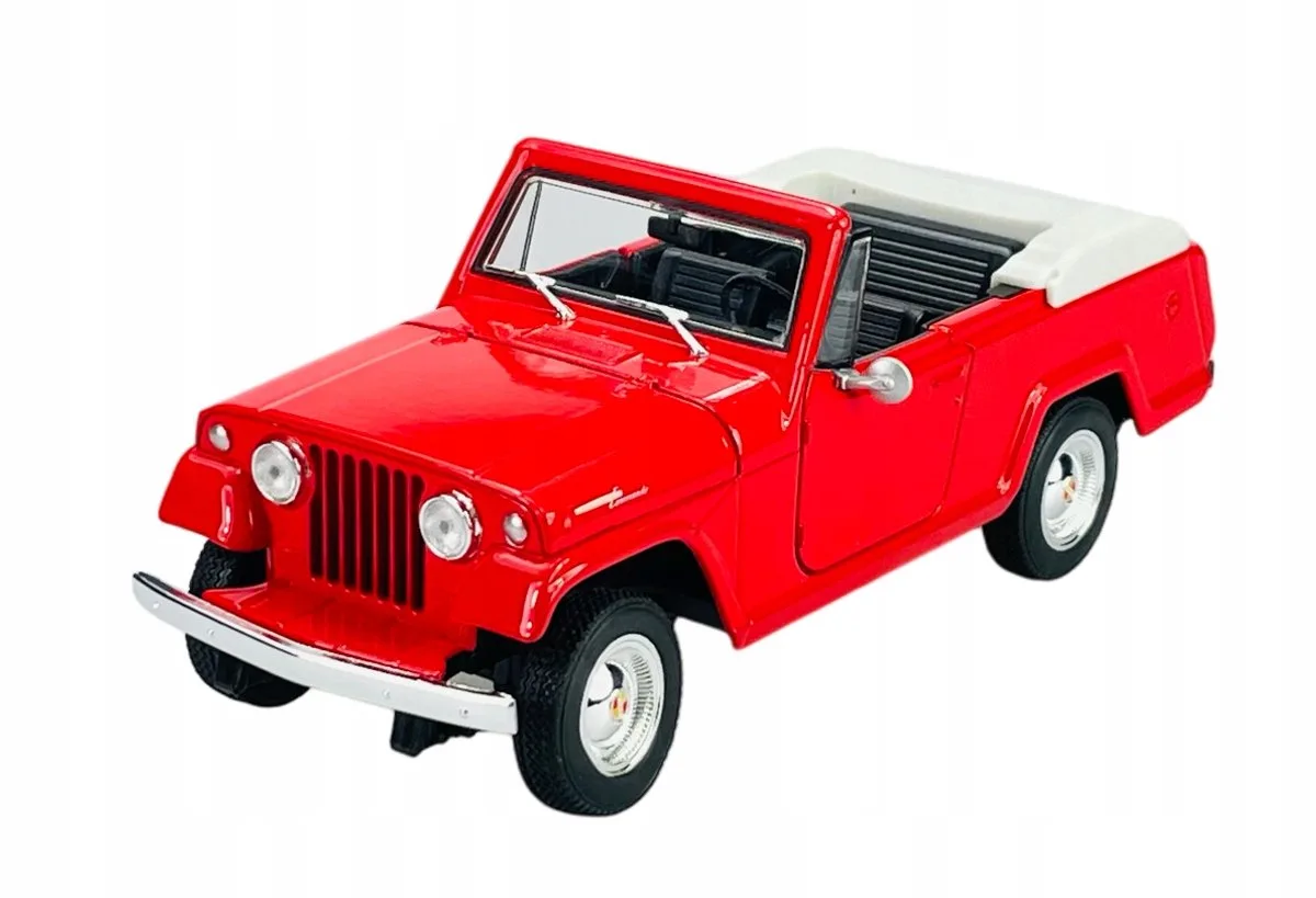 Welly 1967 Jeepster Commando Roadster rood metaal 1:24 model auto de Welly – photo du produit