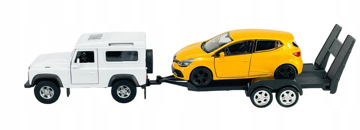 Welly 2-pack: Land Rover Defender en Renault Clio RS Metaal från Welly i Gul – produktbild