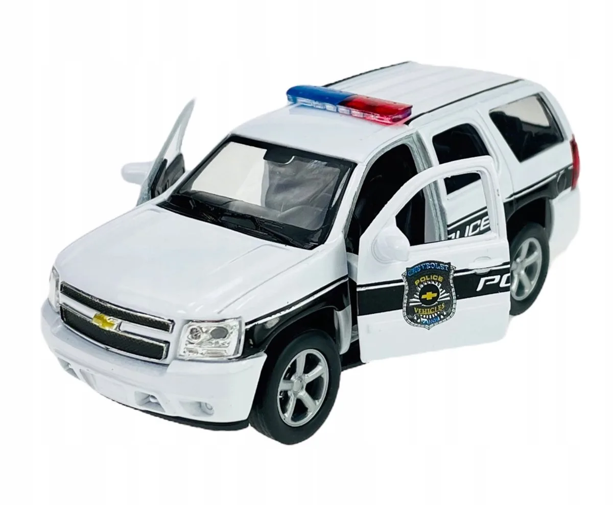 Welly 2008 Chevrolet Tahoe Politie Modelauto 1:34 Metaal by Welly in White – product photo
