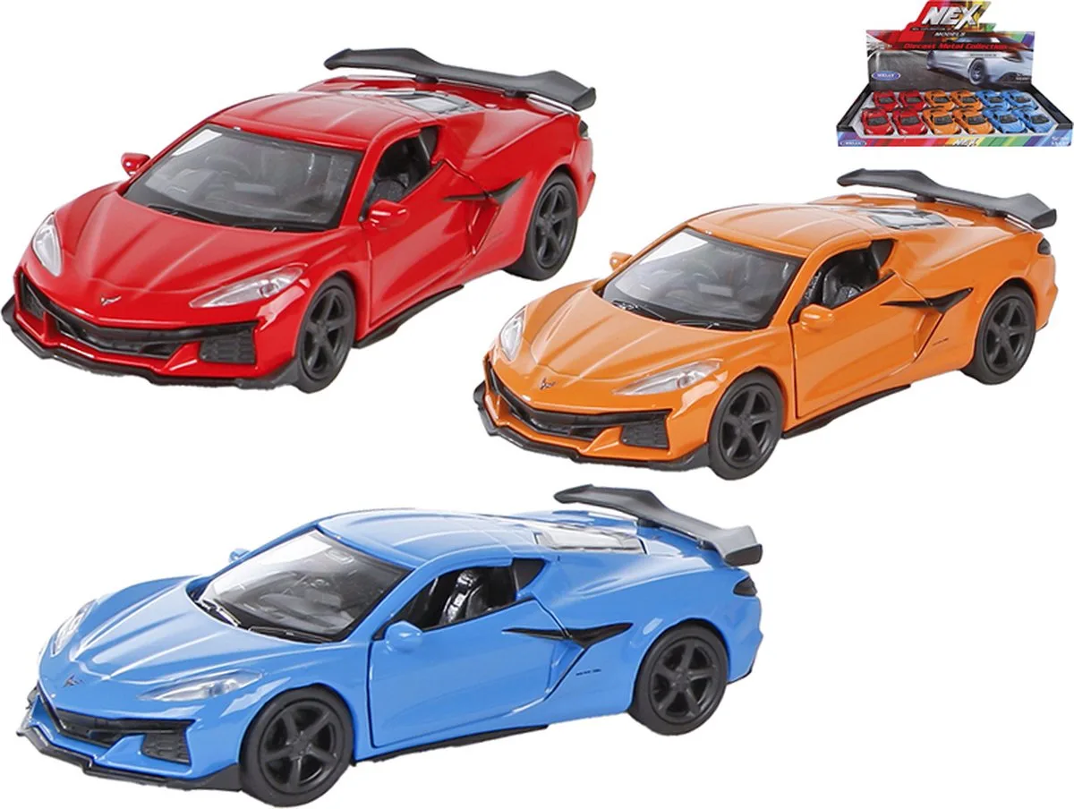 Welly 2023 Chevrolet Corvette - Z06 die cast pull back, verkrijgbaar in drie kleuren verkoop per stuk fra Welly i Flerfarvet – produktbillede