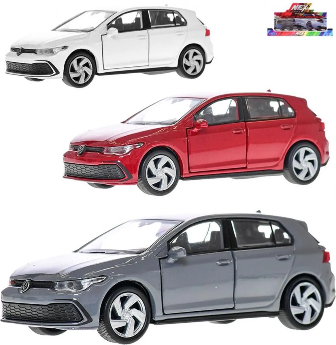 Welly 2023 Volkswagen golf 8 GTI die cast pull back, verkrijgbaar in drie kleuren verkoop per stuk by Welly in Grey – product photo