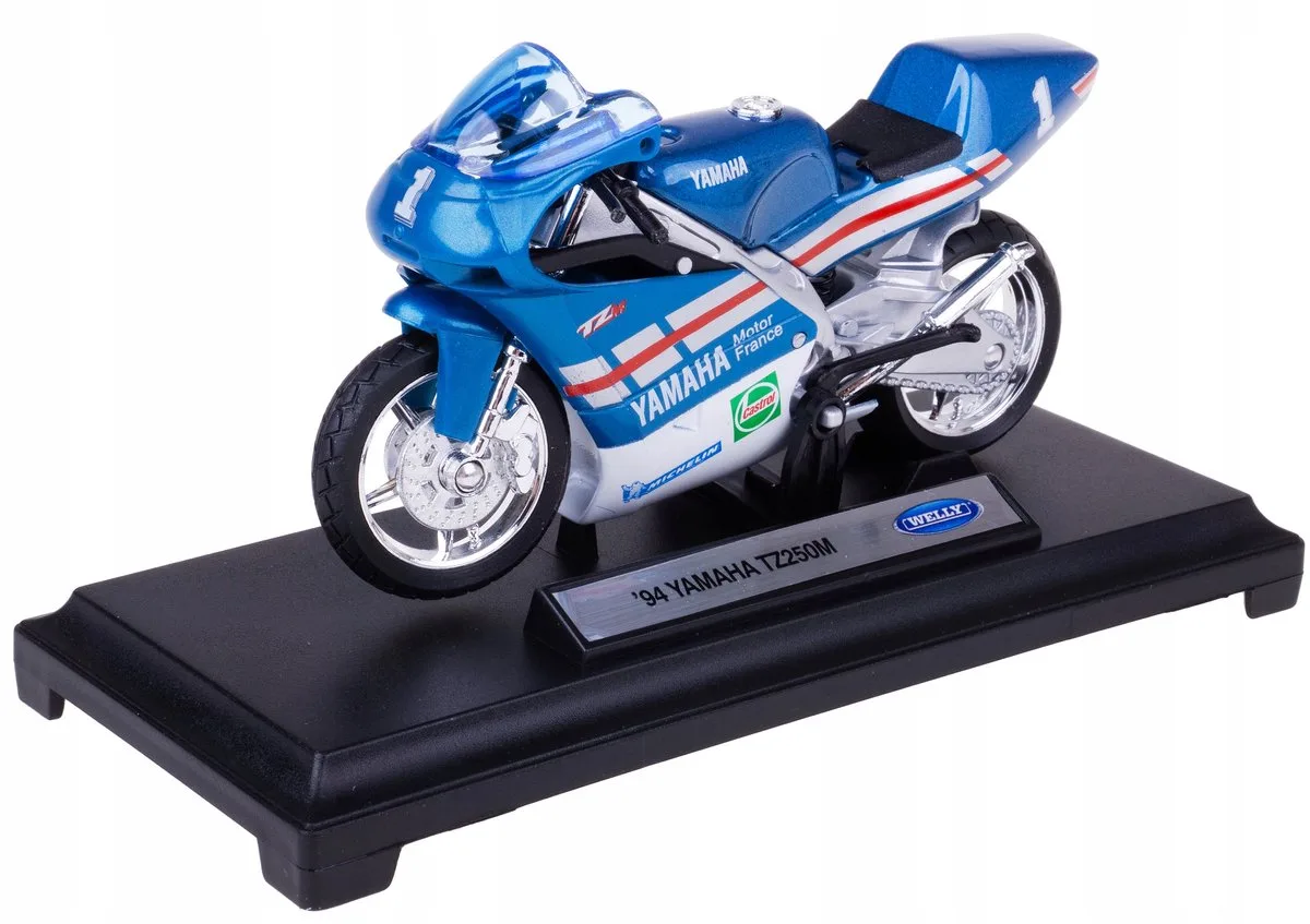 Yamaha TZ250M motorfiets model 1:18 metaal/kunststof de Welly en Bleu – photo du produit