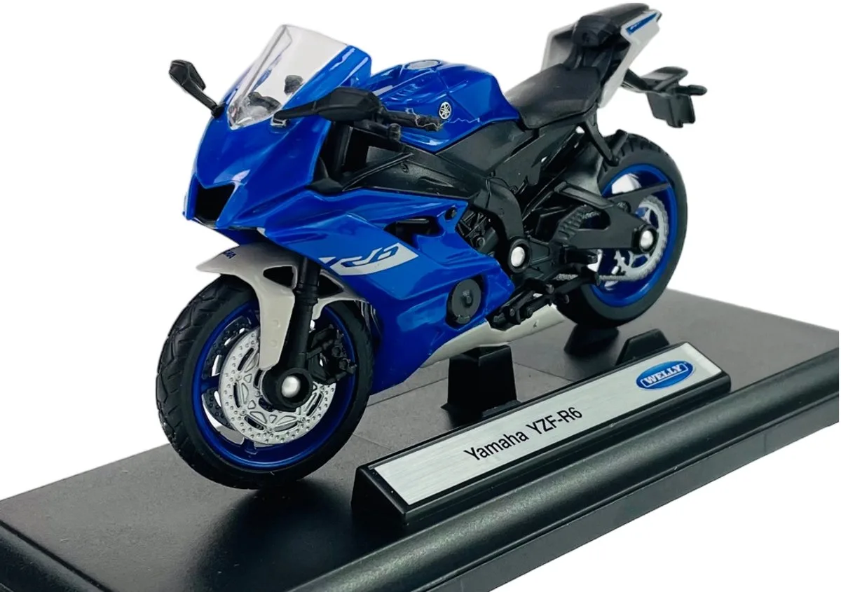 Yamaha YZF-R6 motorfiets model 1:18 metaal von Welly in Blau – Produktfoto
