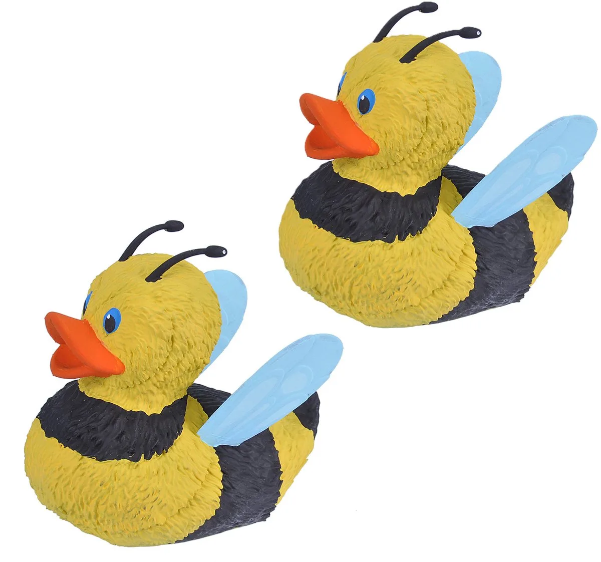 Bij badeendje - 2x - rubber - 10 cm - zwart/geel - badderen - speelgoed - badartikelen van Wild Republic in Zwart – productfoto