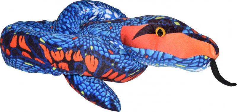 pluche slange knuffeldier - blauw/oranje - 137 cm - reptielen knuffels - cadeau by Wild Republic in Blue – product photo