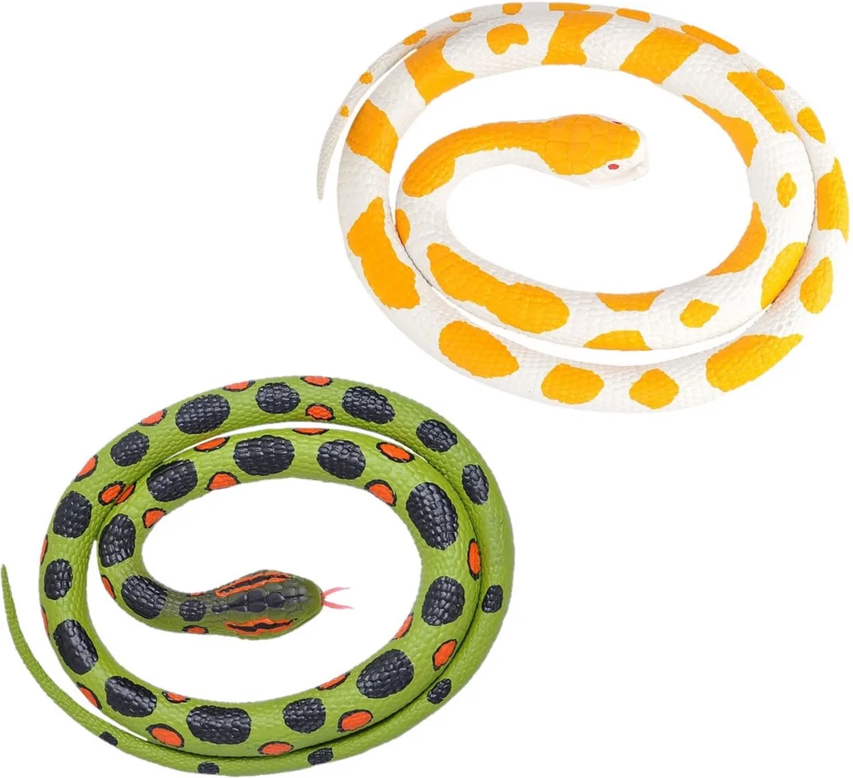Setje van 2x rubberen nep/namaak slangen van 117 cm - Anaconda en albino python van Wild Republic in Meerkleurig – productfoto