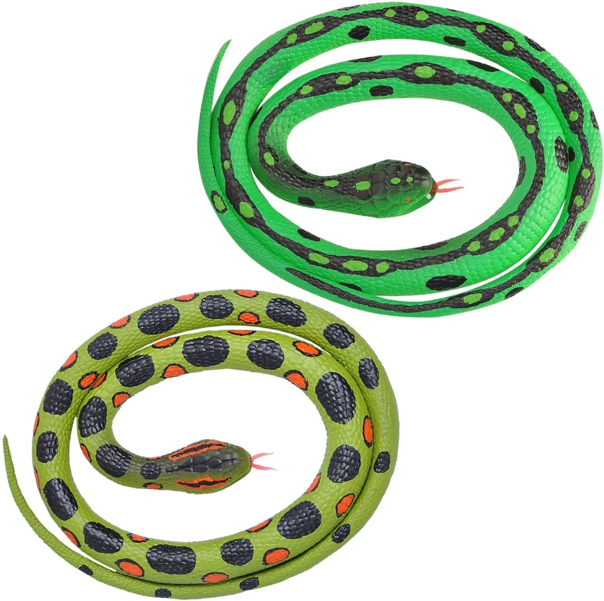 Setje van 2x rubberen nep/namaak slangen van 117 cm - Anaconda en grasslang de Wild Republic en Multicolore – photo du produit