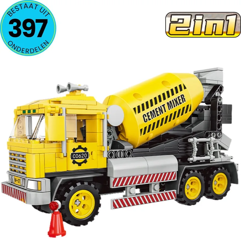 Betonmixer Speelgoed Set Geschikt Voor LEGO - 2 in 1 - Vanaf 6 Jaar - 397 Bouwstenen - Bouwpakket - STEM Speelgoed - Speelset - Bouwspeelgoed - Bouwvoertuig - Inclusief Handleiding by WOMA in Verschillende kleuren – product photo