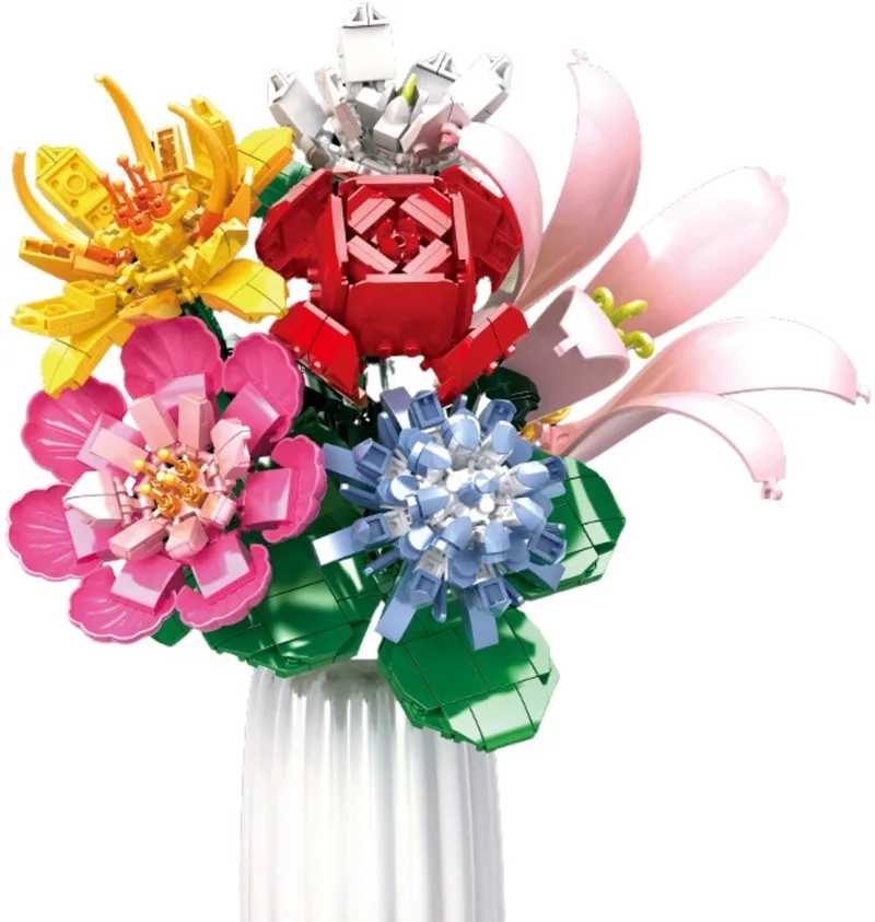 Bloemenpakket Speelgoed Set Geschikt Voor LEGO - Bloemen Boeket - Vanaf 6 Jaar - Bouwpakket - STEM Speelgoed - Speelset - Bouwspeelgoed - Inclusief Handleiding - 6 in 1 van WOMA in Verschillende kleuren – productfoto