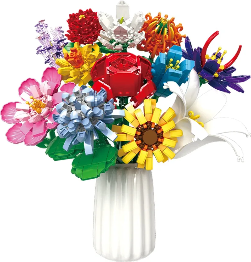 Bouwset bloemen - Botanical - Bouwstenen bloemboeket - 1064 onderdelen von WOMA in Bloeiende boeket, 1064 bloks – Produktfoto