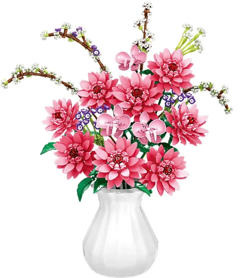 Dahlia Bloemenboeket Bouwset – 1796 Bouwstenen – Botanical Flowers – Kunstbloemen Modelbouw – Bouwpakket voor Volwassenen en Kinderen van WOMA in Bloemenbouwset: Dahlia boeket, 1796 Bloks – productfoto