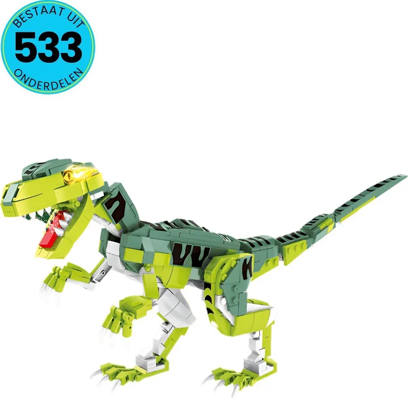 Dino Speelgoed Set Geschikt Voor LEGO - 533 Bouwstenen - Vanaf 6 Jaar - Dinosaurus speelgoed - Velociraptor - Bouwset - STEM Speelgoed - Bouwsets - Bouwspeelgoed - Inclusief Handleiding von WOMA in Verschillende kleuren – Produktfoto