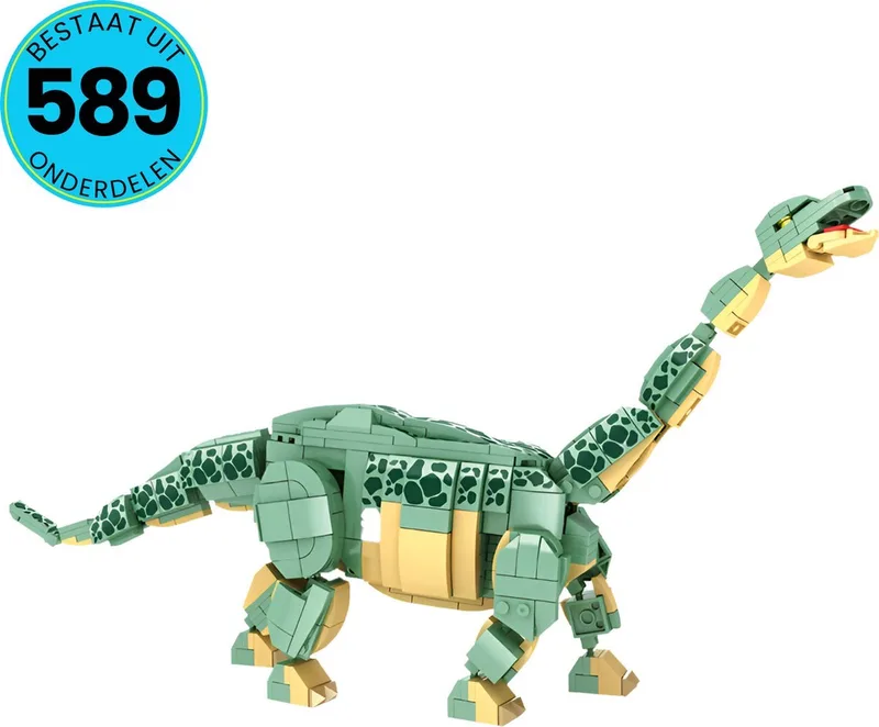 Dino Speelgoed Set - Geschikt Voor Lego - 589 Bouwstenen - Brontosaurus - Bouwpakket - STEM Speelgoed - Speelset - Bouwspeelgoed - Inclusief Handleiding by WOMA in Beige – product photo