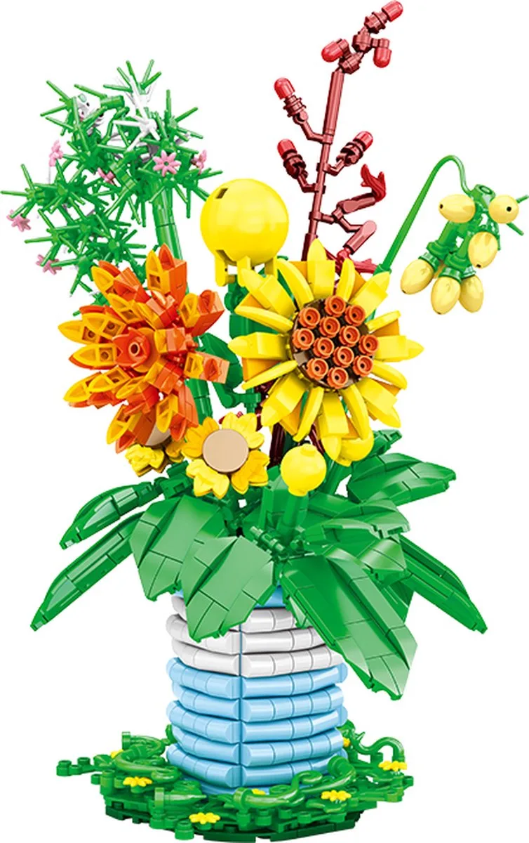 Flower Bouquet bouwset - Kleurrijke Bloemen Bouwpakket – Creatieve Bloemenboeket Constructieset – Compatibel met LEGO – Educatief STEM Speelgoed - 962 Stuks de WOMA en Zomer Plant, 962 bloks – photo du produit