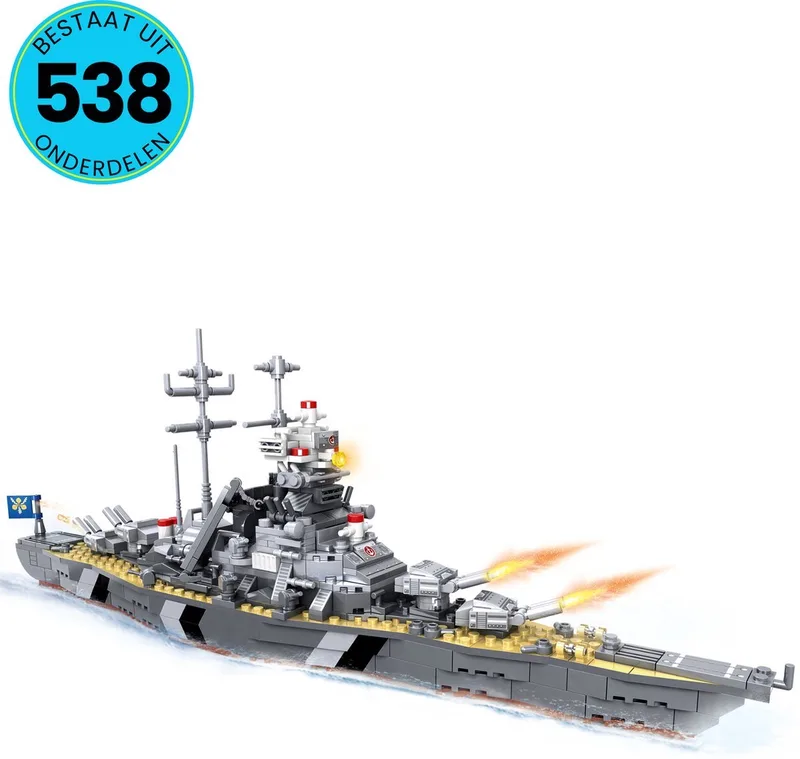 Leger Speelgoed Set Geschikt Voor LEGO - Battleship Speelgoed - Vanaf 6 Jaar - 538 Bouwstenen - Marine - Bouwpakket - STEM Speelgoed - Speelset - Bouwspeelgoed - Inclusief Handleiding de WOMA en Verschillende kleuren – photo du produit